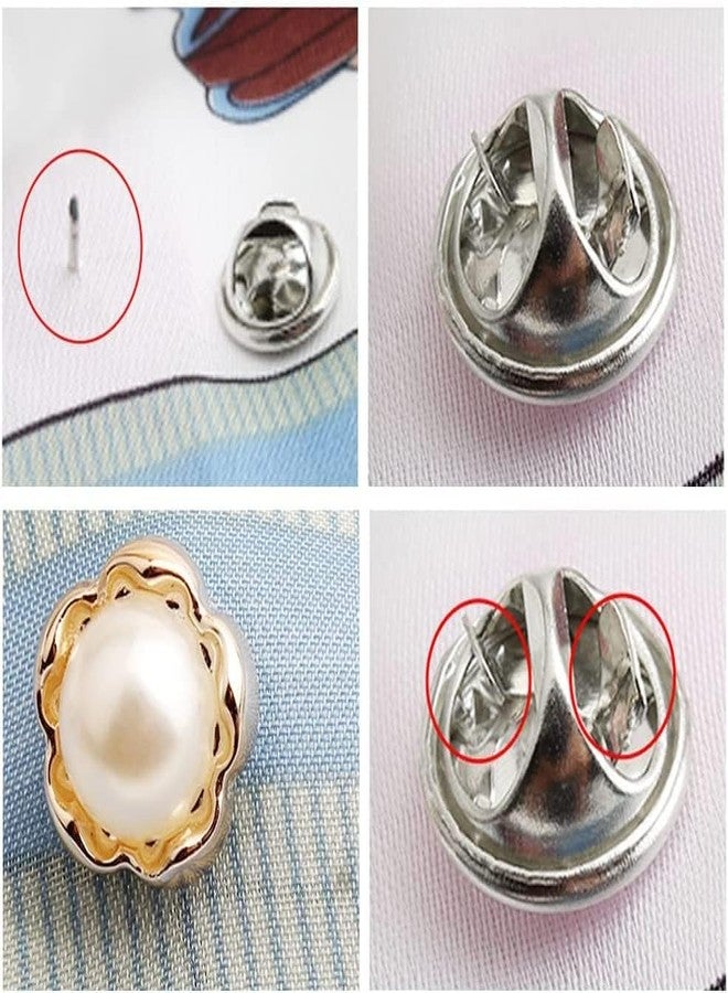 ARLICODECK 20Pcs Women Shirt Brooch Buttons Pearl No Sew Button Pins Instant Button Jeans Button Pins Women Shirt Safety Brooch - Image 4